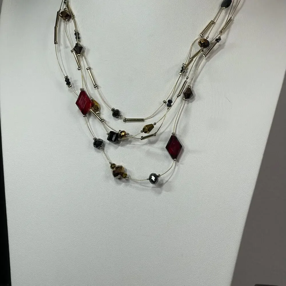 Chico's beaded necklace on wire faceted beads costume signed jewelry beaded - Picture 9 of 13